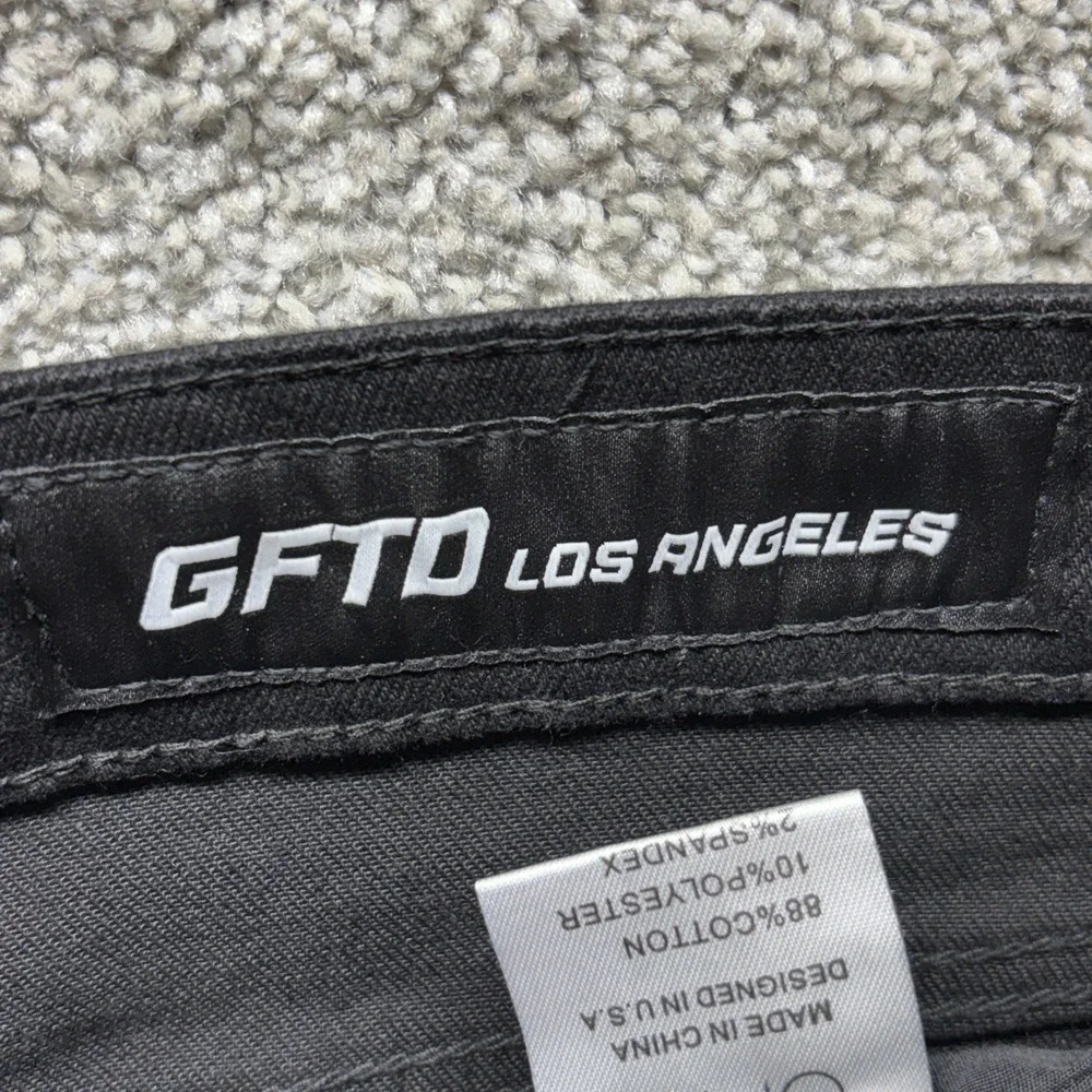 GTFD Los‎ Angeles Button Fly Jeans Mens 38x32 Streetwear Distress Anarchy Flames